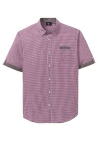 Koszula z krótkim rękawem bonprix jeżynowo-biały w kratę. Kolor: fioletowy. Długość rękawa: krótki rękaw. Długość: krótkie #1