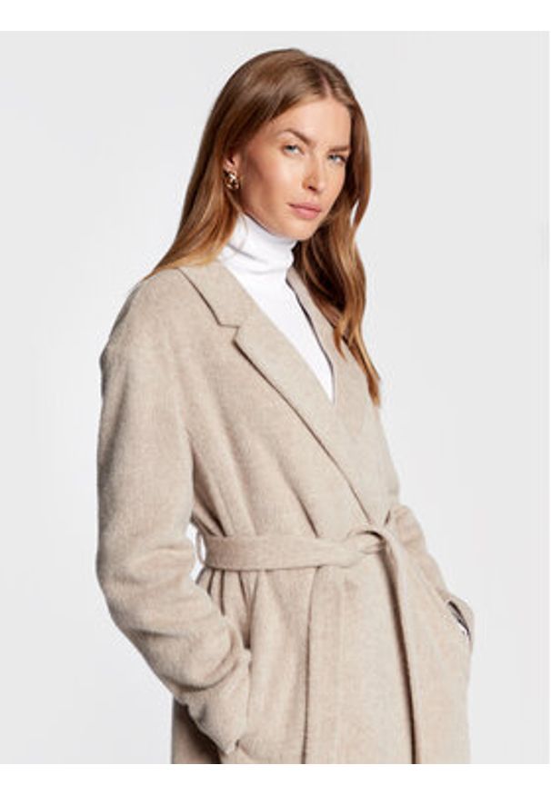 Calvin Klein Płaszcz wełniany Wrap K20K204951 Szary Regular Fit. Kolor: szary. Materiał: wełna