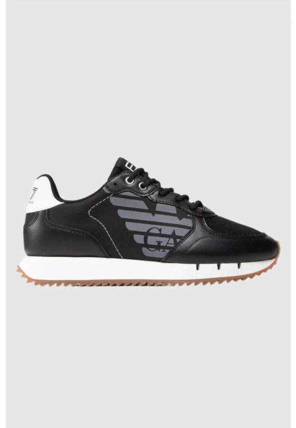 EA7 Emporio Armani - EA7 Czarne sneakersy z białą podeszwą, Rozmiar 41 1/3. Kolor: czarny