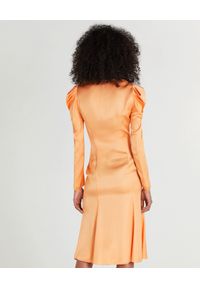 Patrizia Pepe - PATRIZIA PEPE - Pomarańczowa sukienka z bufiastymi rękawami. Kolor: pomarańczowy. Materiał: wiskoza. Długość: midi #5