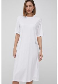 Armani Exchange sukienka bawełniana 3LYA90.YJ6VZ kolor biały mini oversize. Kolor: biały. Materiał: bawełna. Długość rękawa: krótki rękaw. Typ sukienki: oversize. Długość: mini #5