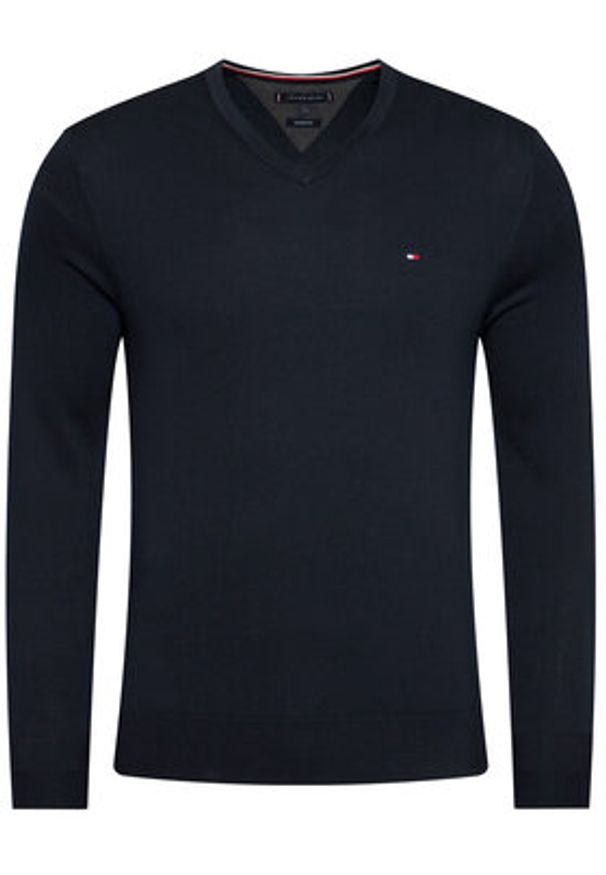 TOMMY HILFIGER - Tommy Hilfiger Sweter MW0MW04979 Granatowy Regular Fit. Kolor: niebieski. Materiał: bawełna