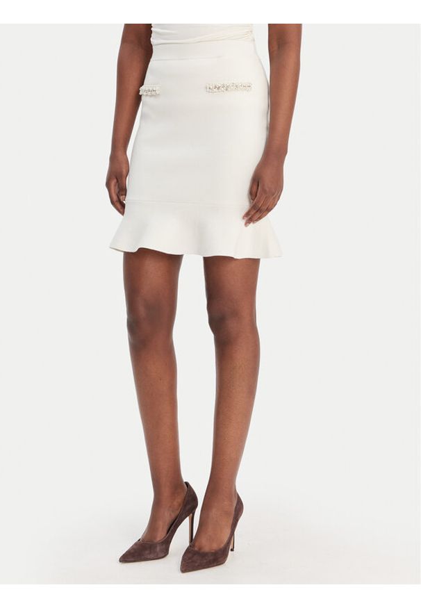 Guess Spódnica mini W6RD75 Z4422 Écru Regular Fit. Materiał: wiskoza