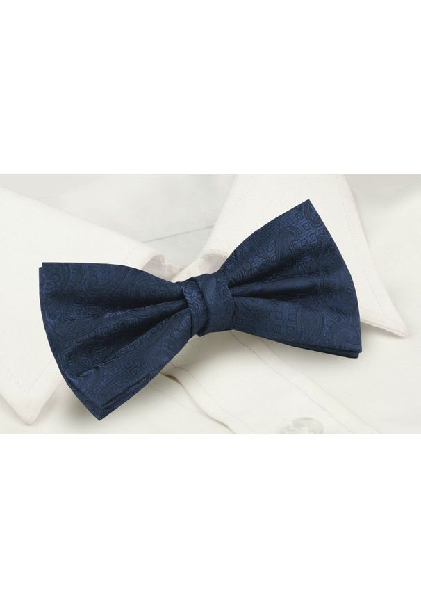Mucha Męska z Poszetką - Chattier - Granatowa z Fakturą Materiału. Kolor: niebieski. Materiał: materiał. Styl: sportowy, elegancki