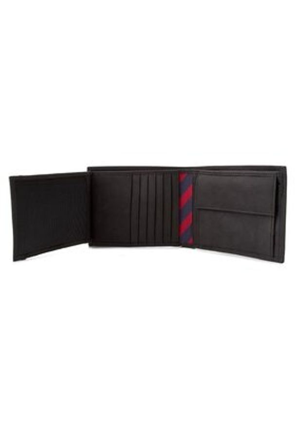 TOMMY HILFIGER - Tommy Hilfiger Duży Portfel Męski Johnson Trifold AM0AM00665 Czarny. Kolor: czarny. Materiał: skóra, nubuk