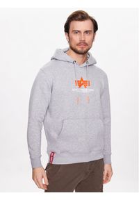 Alpha Industries Bluza Basic Hoody Rubber 178312RB Szary Regular Fit. Kolor: szary. Materiał: bawełna