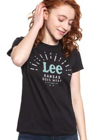Lee - LEE T SHIRT DAMSKI SEASONAL LOGO TEE BLACK L42YRE01 112109518