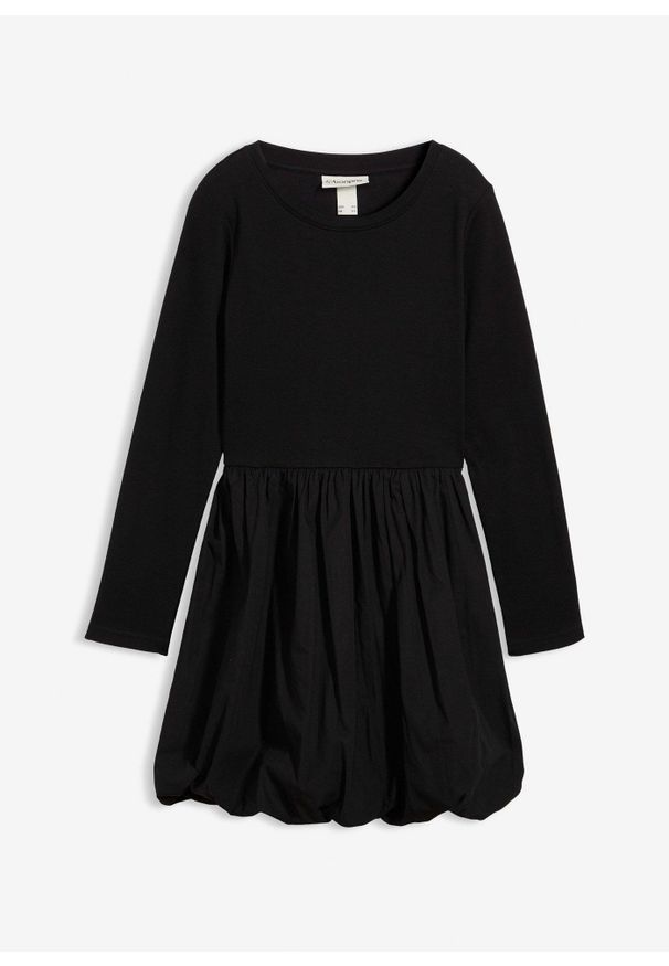 bonprix - Sukienka mini z czystej bawełny organicznej. Kolor: czarny. Materiał: bawełna. Typ sukienki: bombki. Długość: mini