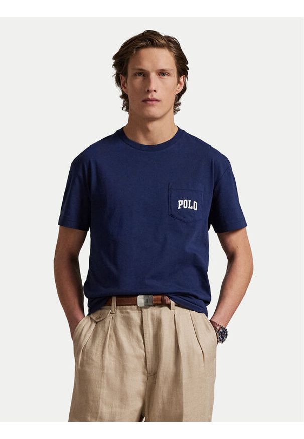 Polo Ralph Lauren T-Shirt 710974585001 Granatowy Custom Slim Fit. Typ kołnierza: polo. Kolor: niebieski. Materiał: bawełna
