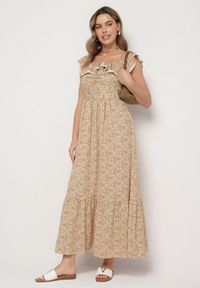 Born2be - Żółta Sukienka Ozdobiona Falbankami Folirae. Okazja: na co dzień, na spacer. Typ kołnierza: kołnierz z falbankami. Kolor: żółty. Wzór: aplikacja. Sezon: lato. Typ sukienki: sportowe. Styl: casual, sportowy #5