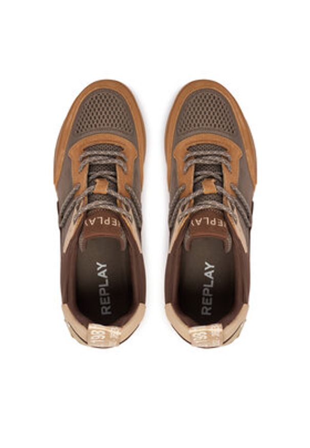 Replay - REPLAY Sneakersy GMS1P .000.C0072L Brązowy. Kolor: brązowy. Materiał: skóra, zamsz