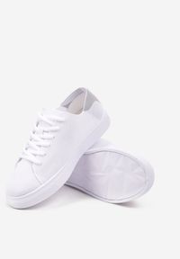 Born2be - Białe Płaskie Tenisówki ze Sznurowaniami Wabolia. Nosek buta: okrągły. Zapięcie: sznurówki. Kolor: biały. Materiał: materiał #5
