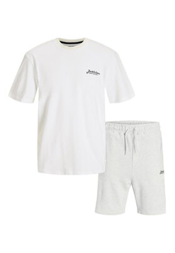 Jack & Jones - Jack&Jones Komplet t-shirt i szorty sportowe Beau 12277466 Biały Relaxed Fit. Kolor: biały. Materiał: bawełna. Styl: sportowy