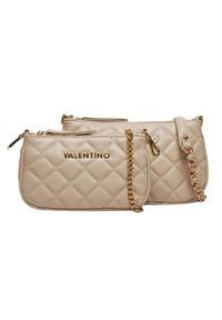 Valentino by Mario Valentino - VALENTINO Podwójna beżowa torebka Ocarina Crossbody. Kolor: beżowy