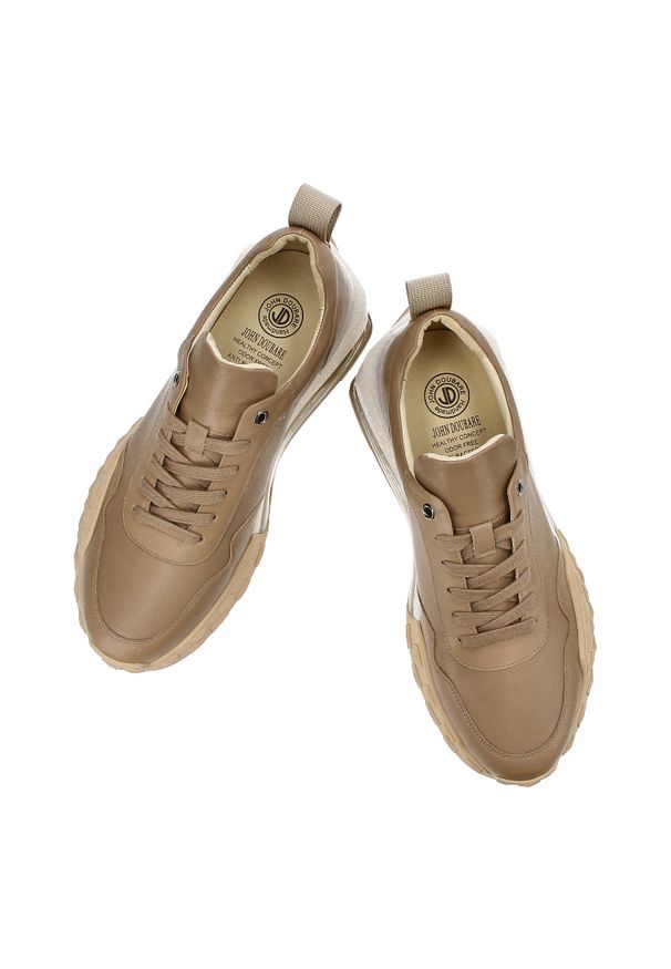 Brązowe Sneakersy John Doubare Stylowe Obuwie Męskie. Zapięcie: sznurówki. Kolor: brązowy. Materiał: materiał