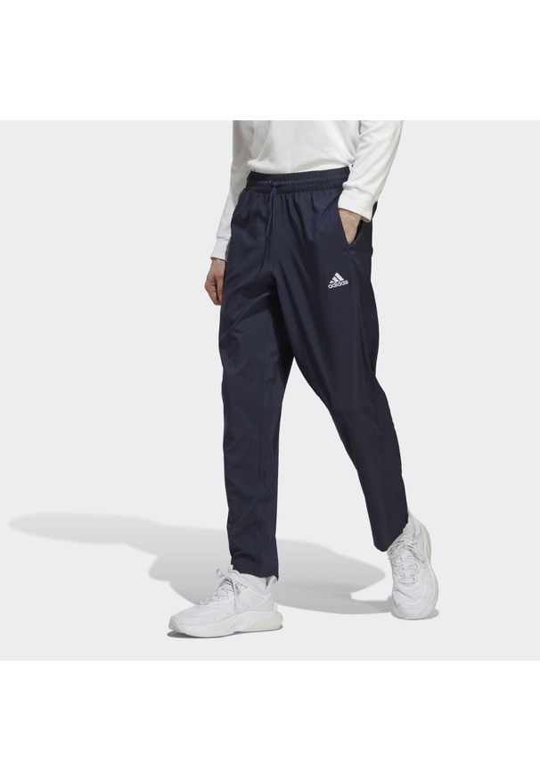Adidas - Spodnie AEROREADY Essentials Stanford Open Hem Embroidered Small Logo. Kolor: niebieski. Materiał: materiał. Sport: fitness