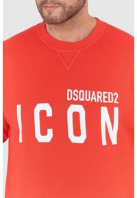 DSQUARED2 Czerwona bluza męska z dużym białym logo icon, Rozmiar S. Kolor: czerwony #2