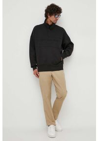 Calvin Klein Jeans bluza męska kolor czarny gładka. Kolor: czarny. Długość rękawa: długi rękaw. Długość: krótkie. Wzór: gładki #2