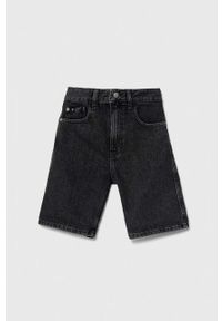 Calvin Klein Jeans szorty jeansowe dziecięce kolor czarny regulowana talia. Kolor: czarny #1