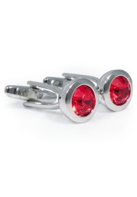 Modini - Okrągłe spinki do mankietów z czerwonym kryształkiem U238. Kolor: czerwony #1