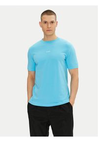 Karl Lagerfeld - KARL LAGERFELD T-Shirt 755030 552235 Błękitny Regular Fit. Typ kołnierza: dekolt w karo. Kolor: niebieski. Materiał: bawełna