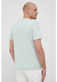 Trussardi Jeans - Trussardi T-shirt bawełniany kolor zielony z nadrukiem. Okazja: na co dzień. Kolor: zielony. Materiał: bawełna. Wzór: nadruk. Styl: casual