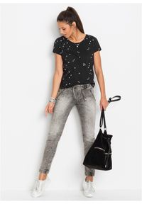 bonprix - Bawełniany T-shirt. Kolor: czarny. Materiał: bawełna. Długość rękawa: krótki rękaw. Długość: krótkie. Wzór: nadruk #2