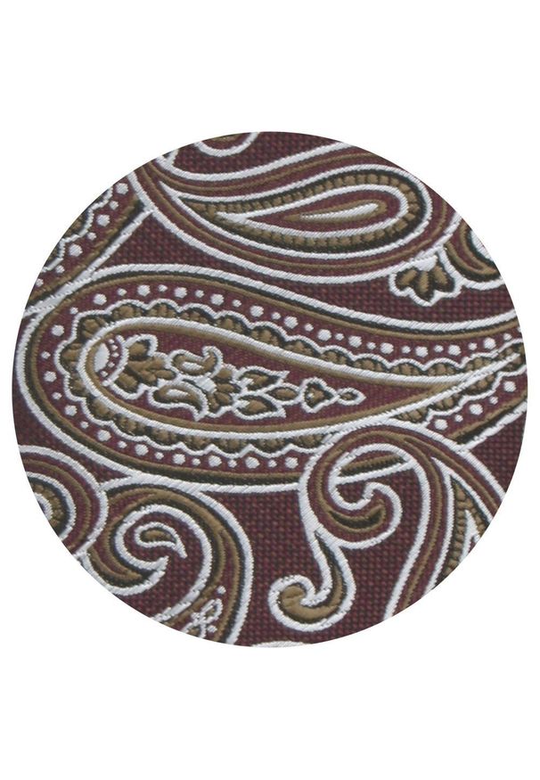 Krawat Męski - Angelo di Monti - Duży Wzór Paisley, Ciemny Mahoń. Kolor: brązowy, wielokolorowy, beżowy. Materiał: tkanina. Wzór: paisley. Styl: wizytowy, elegancki