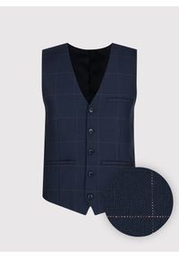 Pako Lorente - PAKO LORENTE – Granatowa kamizelka garniturowa w kratę Windowpane. Kolor: niebieski. Materiał: wiskoza, poliester, elastan #4