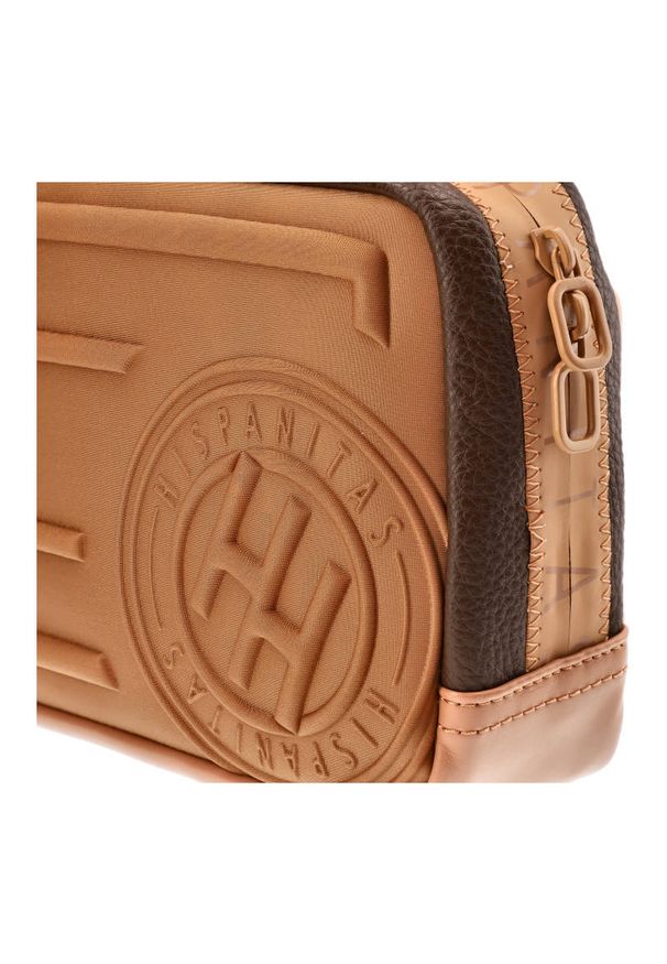 Brązowa Stylowa Torebka Damska Hispanitas. Kolor: brązowy. Wzór: kolorowy. Materiał: skórzane. Styl: elegancki