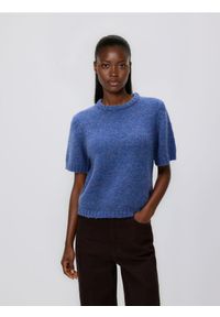 Reserved - Sweter z krótkimi rękawami - niebieski. Kolor: niebieski. Materiał: dzianina. Długość rękawa: krótki rękaw. Długość: krótkie