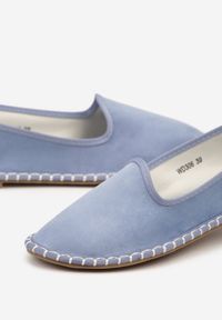 Born2be - Jasnoniebieskie Espadryle z Imitacji Zamszu Zdobione Przeszyciami Folarienne. Okazja: na co dzień, na spacer. Kolor: niebieski. Materiał: zamsz. Wzór: aplikacja. Sezon: lato. Styl: elegancki, casual #6