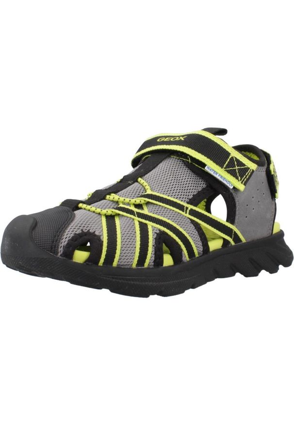 Geox - Sandały GEOX J SANDAL AIRADYUM BO Szary. Kolor: szary. Materiał: tkanina, syntetyk