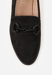 Born2be - Czarne Ażurowe Mokasyny Vices ze Skórzaną Wkładką Felastra. Okazja: na co dzień. Kolor: czarny. Materiał: skóra. Wzór: ażurowy. Obcas: na obcasie. Styl: casual, klasyczny, elegancki. Wysokość obcasa: niski #3