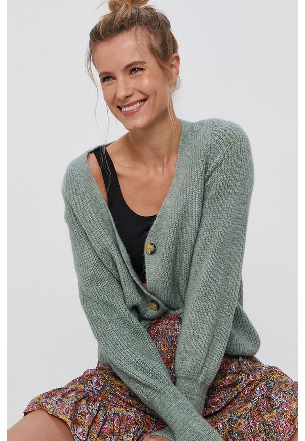 only - Only - Kardigan. Okazja: na co dzień. Kolor: turkusowy. Materiał: dzianina. Styl: casual