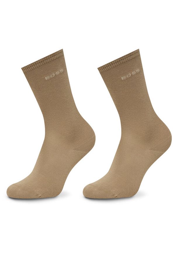 BOSS Zestaw 2 par wysokich skarpet unisex 50543398 Beżowy. Kolor: beżowy. Materiał: materiał, bawełna
