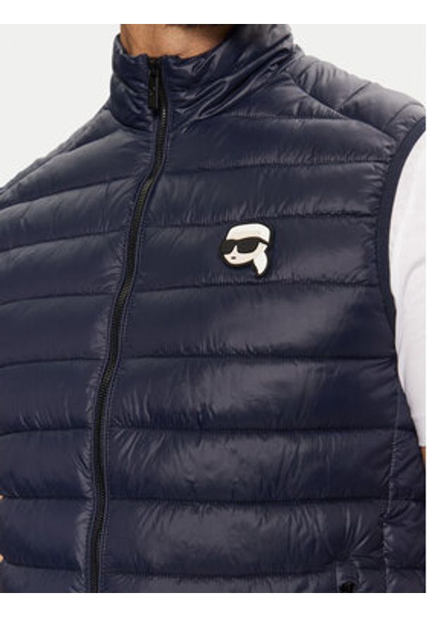 Karl Lagerfeld - KARL LAGERFELD Kamizelka 505711 Granatowy Regular Fit. Typ kołnierza: dekolt w karo. Kolor: niebieski. Materiał: syntetyk. Długość rękawa: bez rękawów