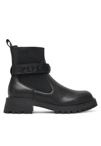Pepe Jeans Botki Stacy Glow W PLS500026 Czarny. Kolor: czarny. Materiał: skóra