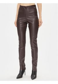 Bruuns Bazaar Spodnie z imitacji skóry Christa BBW3601 Brązowy Slim Fit. Kolor: brązowy. Materiał: skóra #1