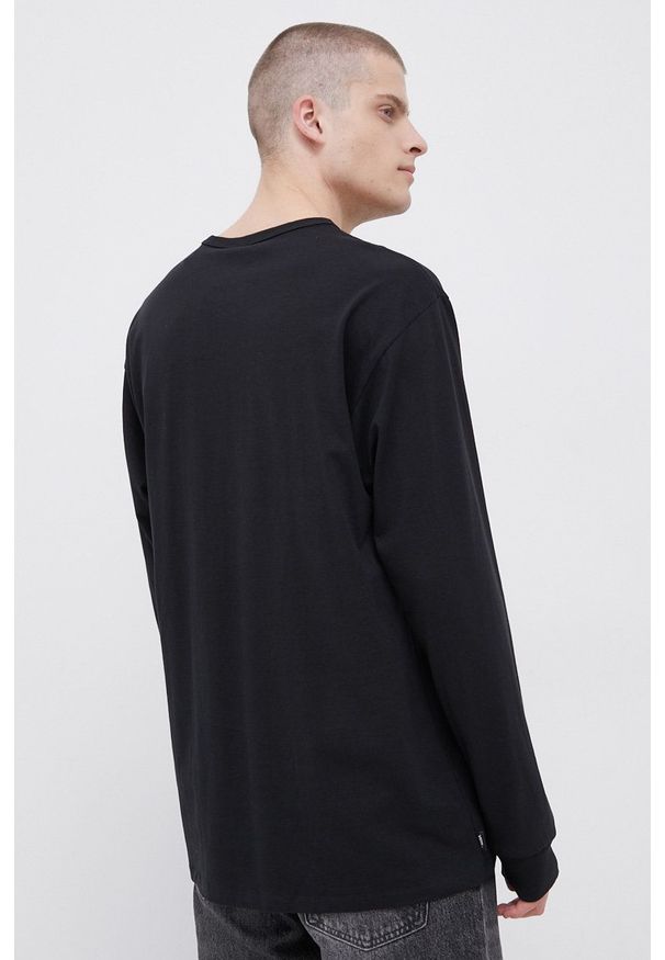 Vans - Longsleeve bawełniany. Okazja: na co dzień. Kolor: czarny. Materiał: bawełna. Długość rękawa: długi rękaw. Wzór: gładki. Styl: casual