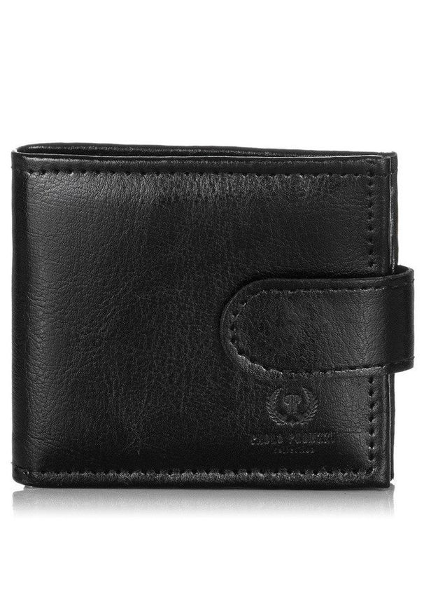 Skórzany mały portfel męski PAOLO PERUZZI GA171 czarny. Kolor: czarny. Materiał: skóra