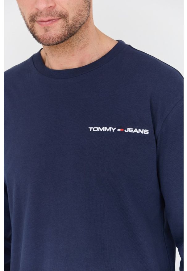 Tommy Jeans - TOMMY JEANS Granatowy męski longsleeve, Rozmiar L. Kolor: niebieski. Długość rękawa: długi rękaw