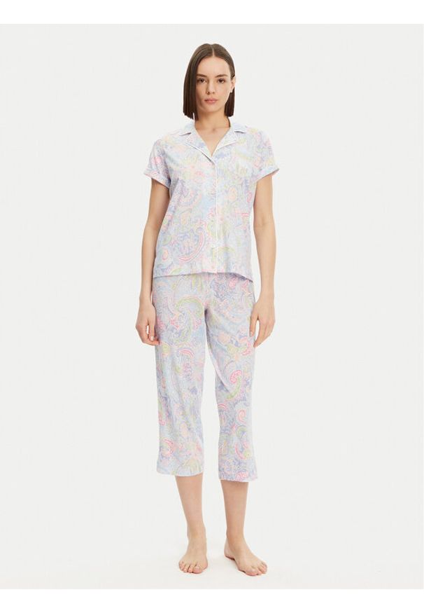 Lauren Ralph Lauren - LAUREN RALPH LAUREN Piżama ILN92421 Niebieski Regular Fit. Kolor: niebieski. Materiał: bawełna