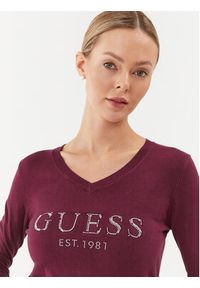 Guess Bluzka W3BR24 Z2NQ2 Bordowy Slim Fit. Kolor: czerwony. Materiał: wiskoza #2