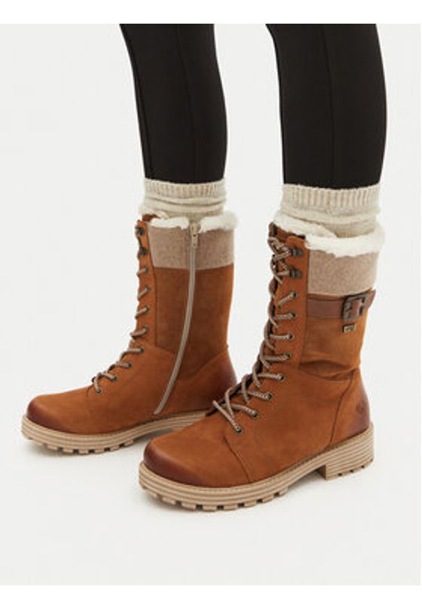 Remonte Trapery D0W72-22 Brązowy. Kolor: brązowy. Materiał: nubuk, skóra