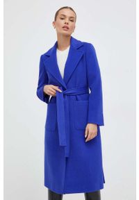 MAX&Co. płaszcz wełniany kolor niebieski przejściowy niezapinany. Okazja: na co dzień. Kolor: niebieski. Materiał: wełna. Styl: casual, klasyczny