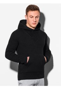 Ombre Clothing - Sweter męski E181 - czarny - XXL. Kolor: czarny. Materiał: akryl #4