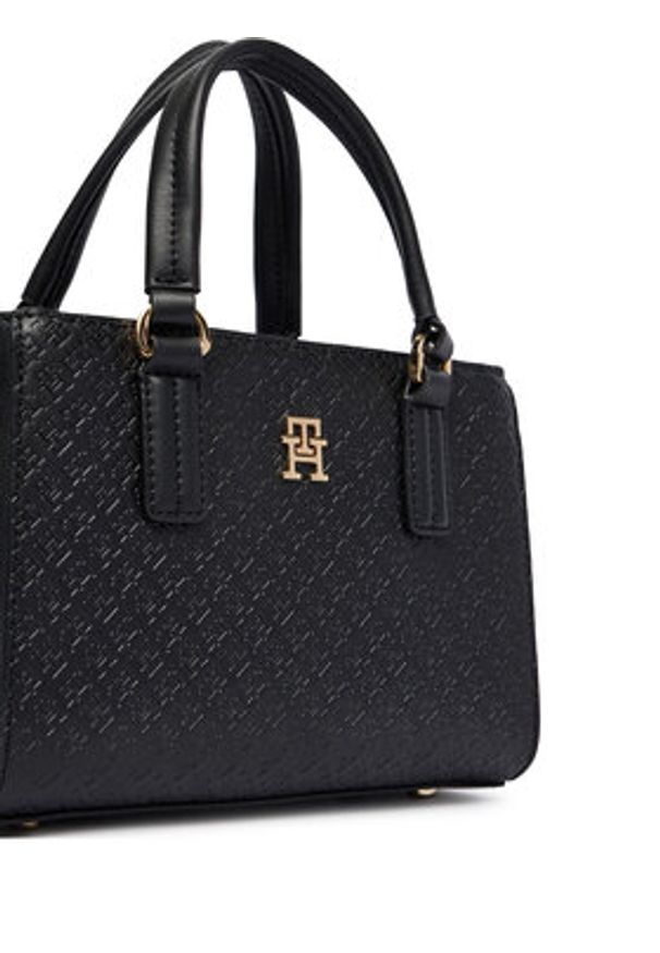 TOMMY HILFIGER - Tommy Hilfiger Torebka Th Daily Mini Tote Mono AW0AW18416 Czarny. Kolor: czarny. Materiał: skórzane