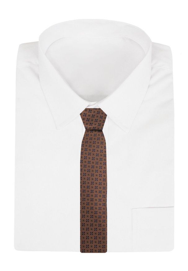 Krawat Męski - Angelo di Monti - Brązowy w Groszek. Kolor: brązowy, beżowy, wielokolorowy. Materiał: tkanina. Wzór: grochy. Styl: elegancki, wizytowy