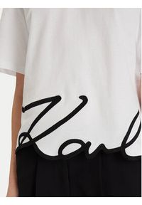 Karl Lagerfeld - KARL LAGERFELD T-Shirt A1W17013 Biały Regular Fit. Typ kołnierza: dekolt w karo. Kolor: biały. Materiał: bawełna #4